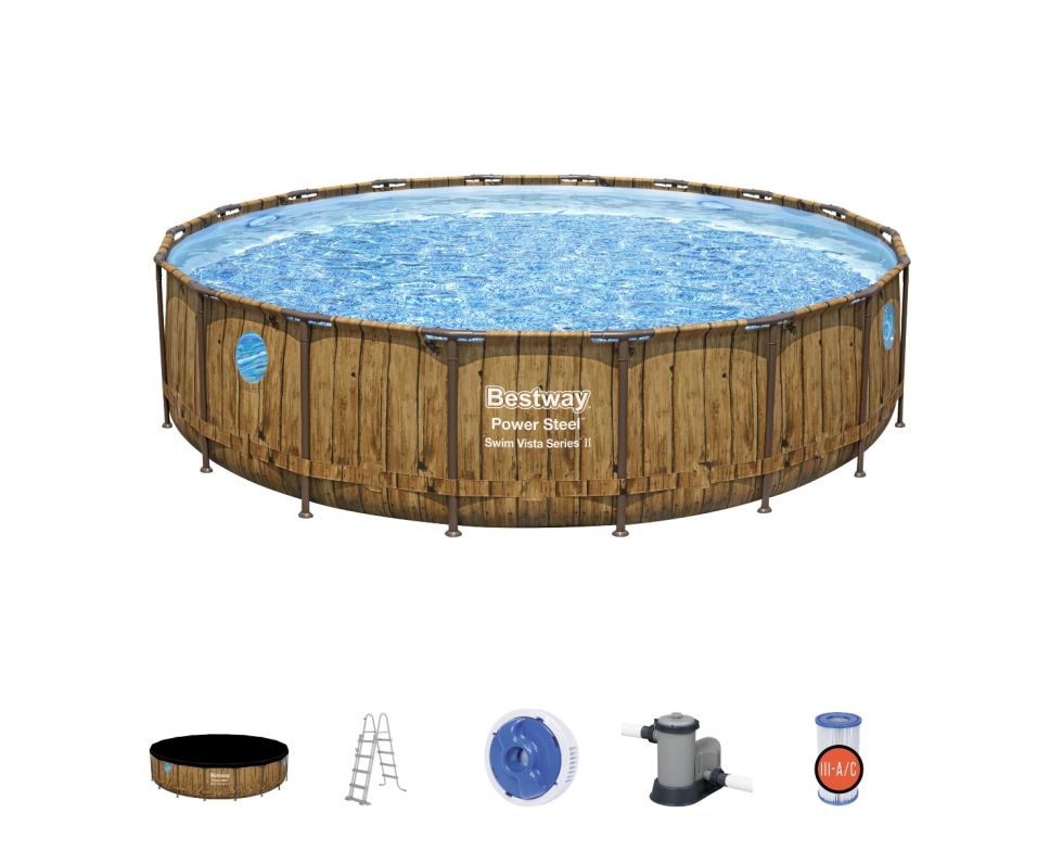 PISCINA POWER STEEL SWIM VISTA ROTONDA CM 549 H 122 BESTWAY 56977 - immagine 3