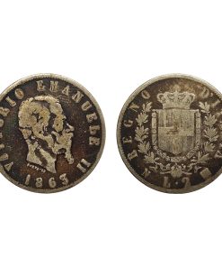 Vittorio Emanuele II – 2 Lire Stemma 1863 – Napoli – MB+