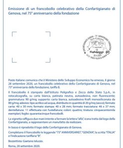 BOLLETTINO ILLUSTRATIVO ITALIA 2020 nuovo “75° CONFARTIGIANATO Genova ” €5,00