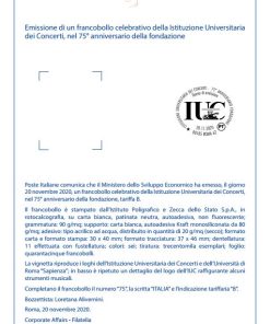 BOLLETTINO ILLUSTRATIVO ITALIA 2020 nuovo “UNIVERSITARIA CONCERTI” €5,00
