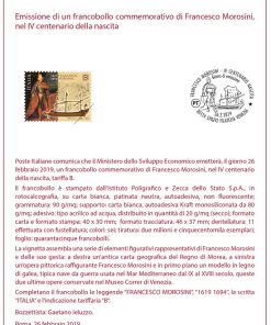 BOLLETTINO ILLUSTRATIVO ITALIA 2019 nuovo ” FRANCESCO MOROSINI ” €5,00