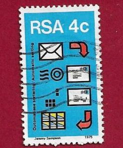 FRANCOBOLLO SUD AFRICA 1975 YT 389 ” Posta meccanizzata ” € 0.20 Usato
